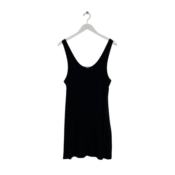 DKNY Women's Black Solid Scoop Neck Ribbed Dress Cover-Up Size M NWT $58 - Picture 2 of 3